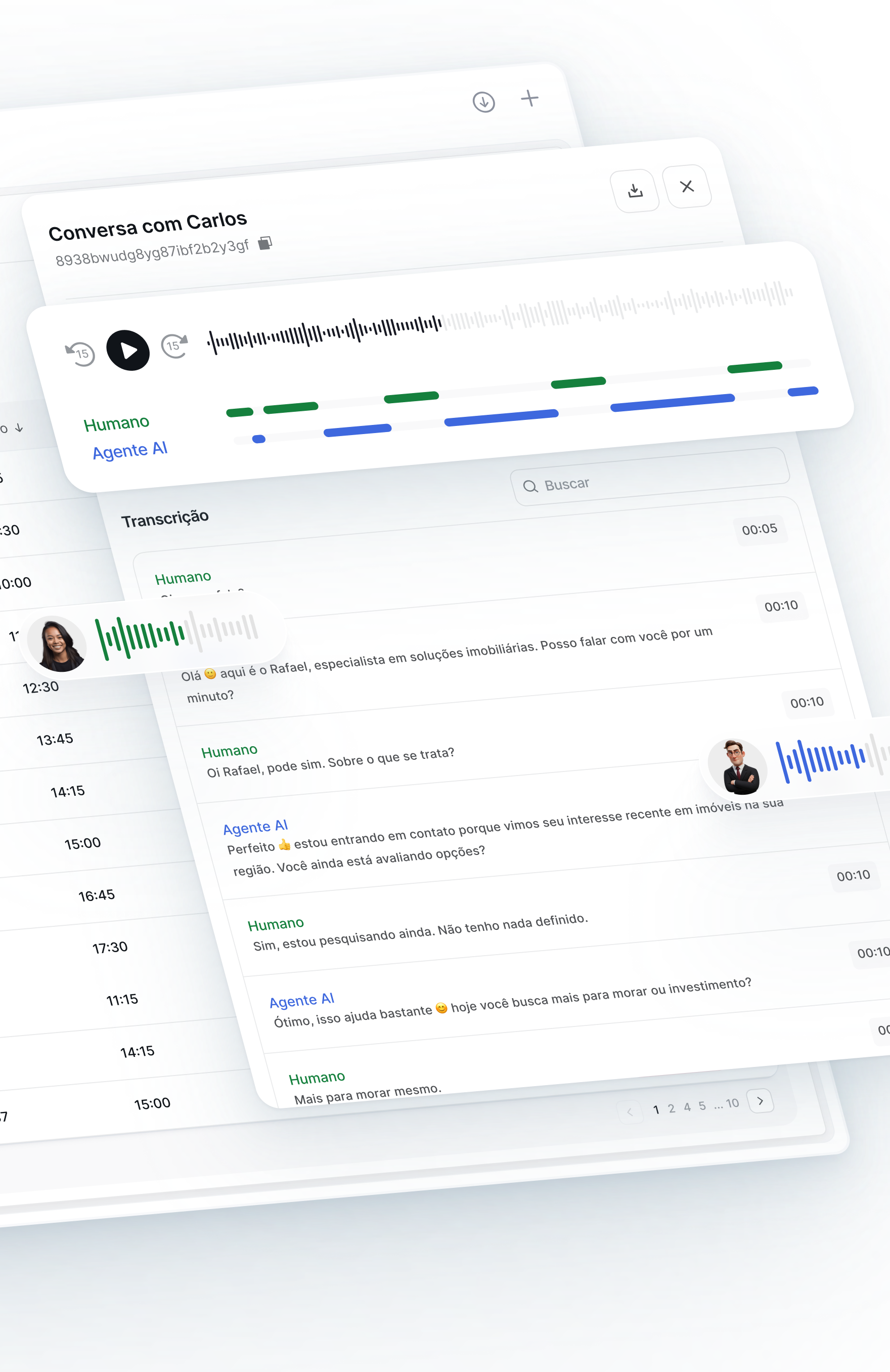 Call Log e transcrição de conversas com IA no mobile